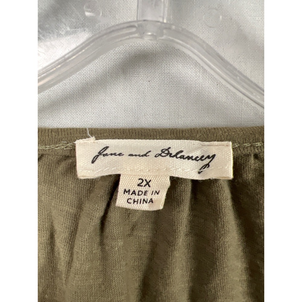 Jane & Delancey Peasant Top Womens 2X Olive Green Embroidered Tassel Boho Blouse - Picture 2 of 9